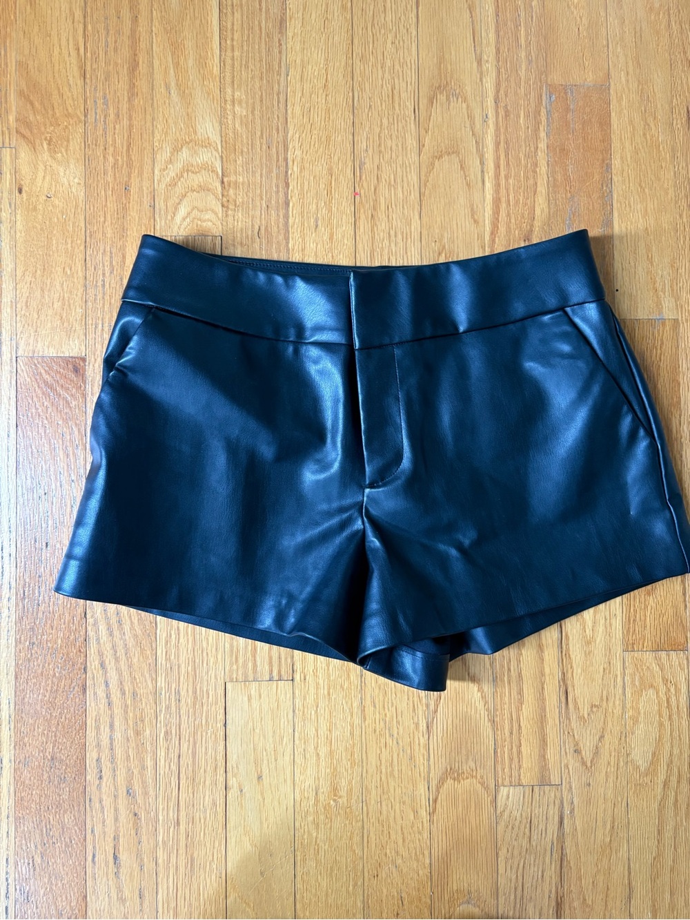Zara Black High-Waist Faux Leather Shorts